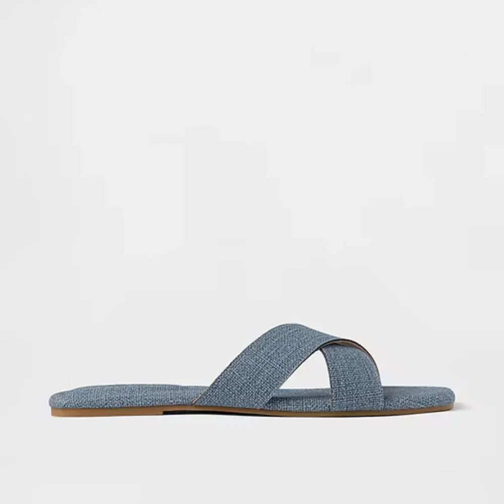GAP Brushed Denim Blue Criss-Cross Sandals/NWT/9 - Picture 2 of 12